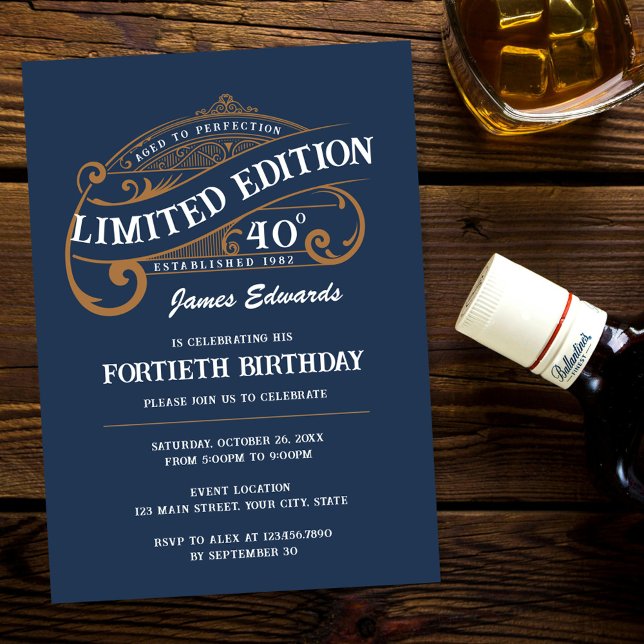 Invitación Whiskey 40º cumpleaños de los Hombres de Oro Azul  (Subido por el creador)