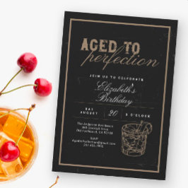 Invitación Whiskey Black Aged to Perfection Birthday Party