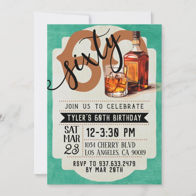 Invitación Whiskey & Cigars Cumpleaños 60 (Anverso)