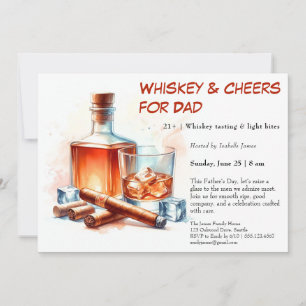 Invitación Whiskey & Cigars - Día del Padre Editable