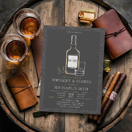 Invitación Whiskey Dining Black White Modern 50 cumpleaños