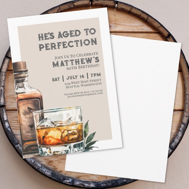 Invitación Whiskey Men's 60th Birthday Party (Whiskey Men's 60th Birthday Party Invitation)