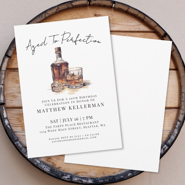 Invitación Whiskey Men's Birthday Party (Whiskey Men's Birthday Party Invitation)