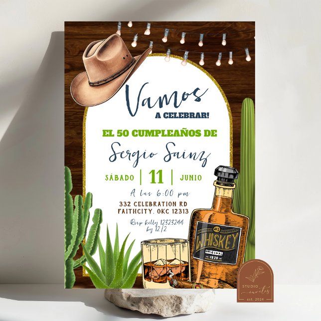 Invitación Whiskey Spanish Cowboy Birthday Invitation (Subido por el creador)