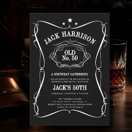 Invitación Whisky Black White Label Old No. 50 Cumpleaños