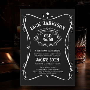 Invitación Whisky Black White Label Old No. 50 Cumpleaños