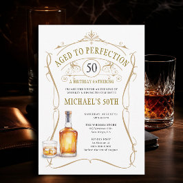 Invitación Whisky Envejecido a la Perfección Cumpleaños Rústi