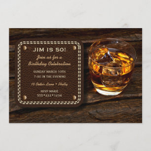 Invitación Whisky escocés de cuero madera masculino