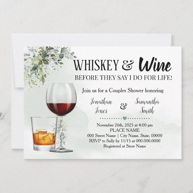 Invitación whisky eucalipto y ducha de vino (Anverso)