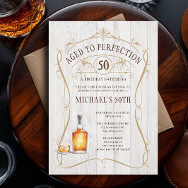 Invitación Whisky Perfecto Rustico Madera Blanca Cumpleaños 5