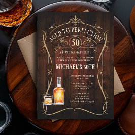 Invitación Whisky Perfecto Rústico Madera Oscura Cumpleaños 5