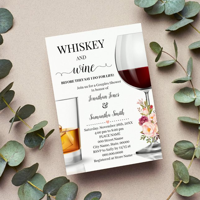 Invitación Whisky y vino antes de la ducha de boda rosa (Subido por el creador)