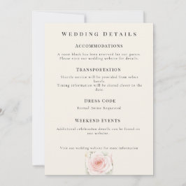Invitación Whispered Petals Minimalist Wedding Details Card