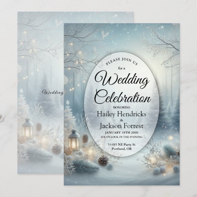 Invitación Whispers of a Winter Solstice Wedding (Anverso / Reverso)