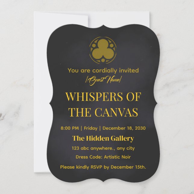 Invitación Whispers of the Canvas | Elegant Art Exhibition (Anverso)
