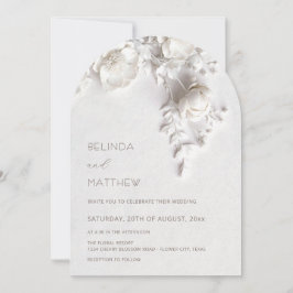 Invitación White 3D Flowers Roses Wedding