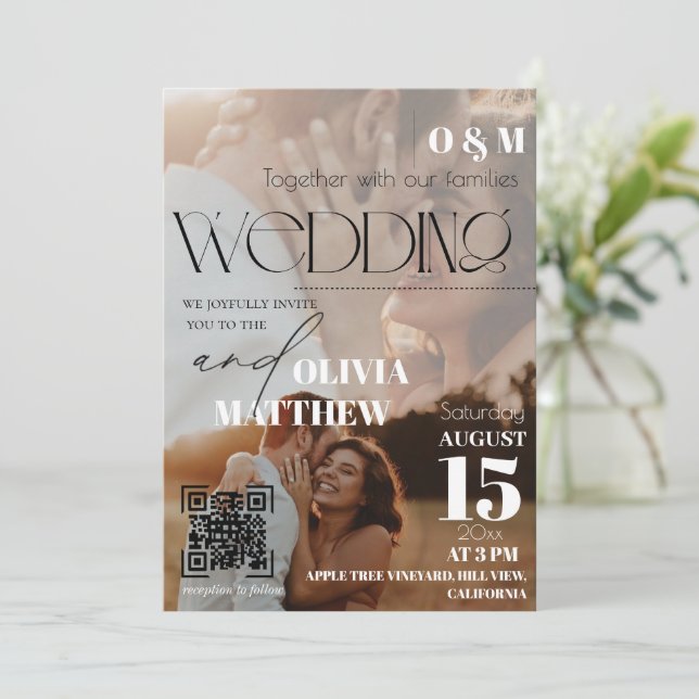 Invitación White and black Magazine Cover Wedding  Invitation (Anverso de pie)