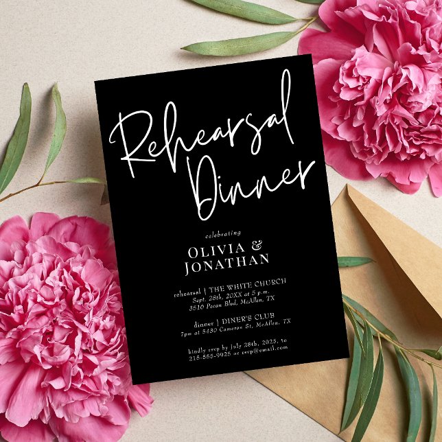 Invitación White and Black Wedding Rehearsal Dinner (Subido por el creador)