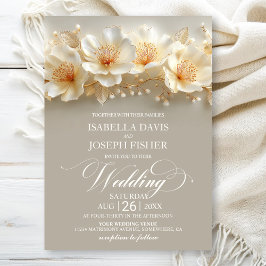 Invitación White and Gold Floral Wedding