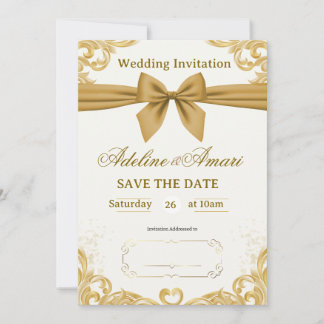 Invitación White and Gold Modern Elegant Wedding Celebration 
