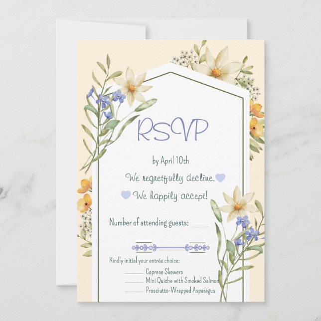 Invitación White And Lilac Wildflowers Geometric RSVP Card (Anverso)