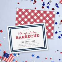 White Blue & Red Gingham 4 de Julio Barbecue