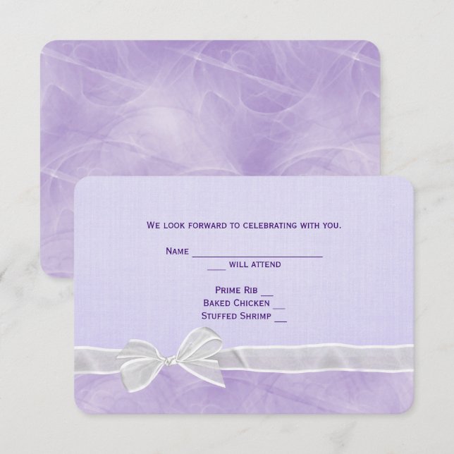Invitación White Bow Wedding RSVP (Anverso / Reverso)