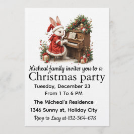 Invitación White Bunny Christmas Party Invitation