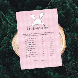 Invitación White Bunny Pink Adivina El Juego De Baby Shower D