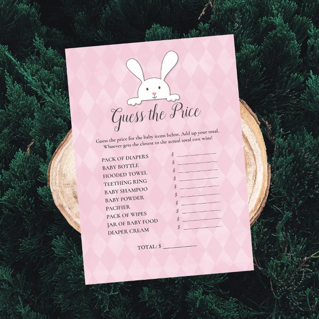 Invitación White Bunny Pink Adivina El Juego De Baby Shower D (Subido por el creador)