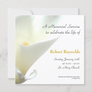 Invitación White Calla Floral Memorial Service
