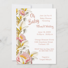 Invitación White Calla Lily y Peony Oh Baby Girl Baby Shower