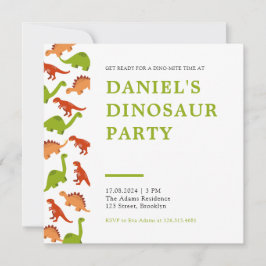 Invitación White con gráficos de dinosaurios Cumpleaños de lo