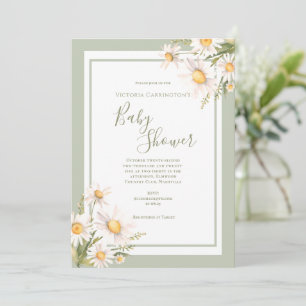 Invitación White Daisies Watercolor Baby Shower