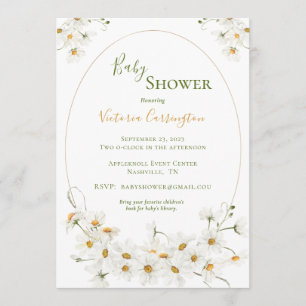 Invitación White Daisies Watercolor Baby Shower