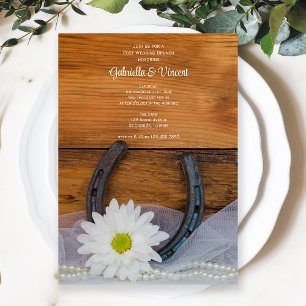 Invitación White Daisy Horseshoe Western Post Boda Brunch
