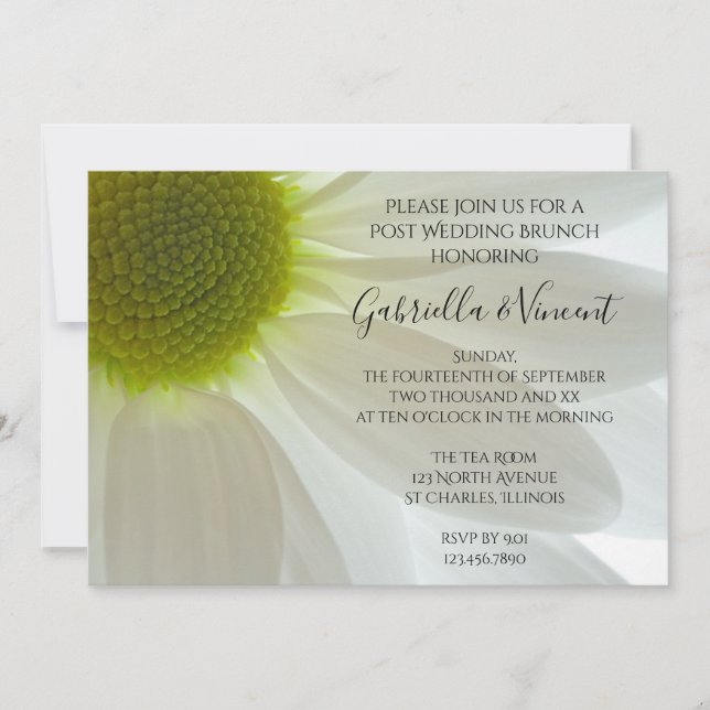 Invitación White Daisy Petals Post Boda Brunch (Anverso)