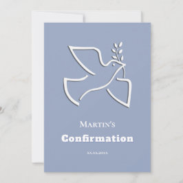 Invitación white dove blue background Confirmation