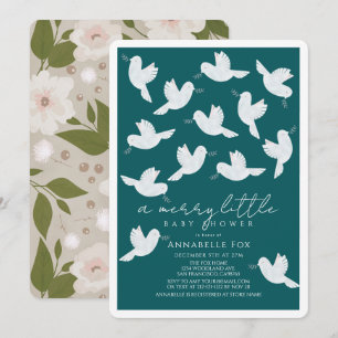 Invitación White Dove Olive Niño Verde azulado Merry Little B
