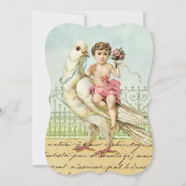 Invitación White Dove y Cherub Baby Shower 2 (Anverso)