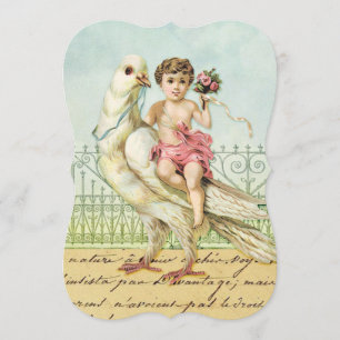 Invitación White Dove y Cherub Baby Shower 2
