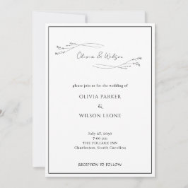 Invitación White Elegant Minimalist Botanical Wedding