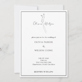 Invitación White Elegant Minimalist Botanical Wedding