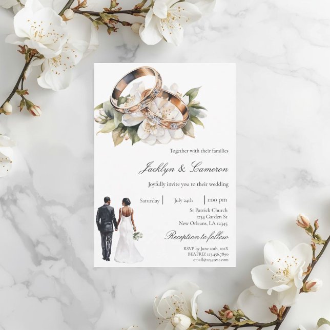 Invitación White Floral with ring Wedding (Subido por el creador)