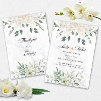 Invitación White Flower design Wedding Invition