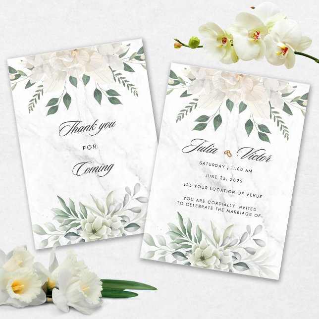 Invitación White Flower design Wedding Invition (Subido por el creador)