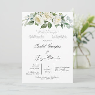 Invitación White flower Greenery Wedding Invitation