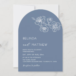 Invitación  White Flowers Dusty Blue Casual Wedding