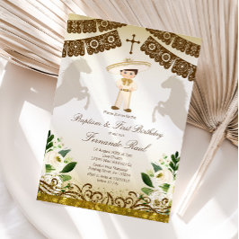 Invitación White Flowers Fiesta Baptism and Birthday
