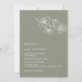 Invitación  White Flowers Sage Green Casual Wedding
